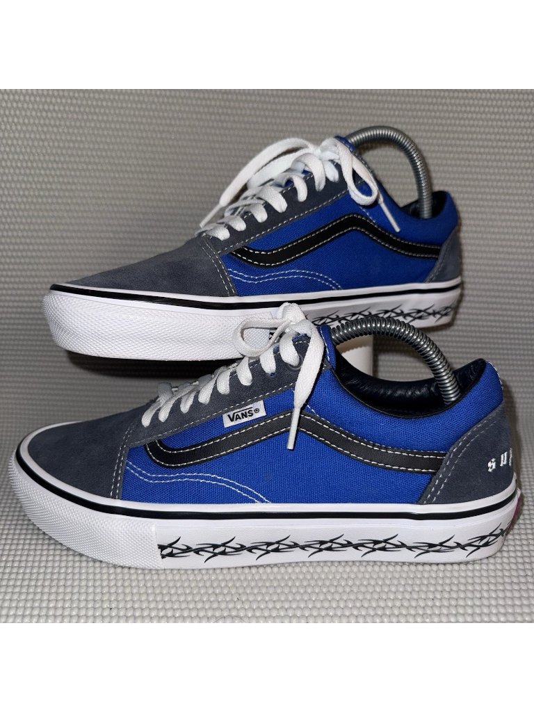 Supreme X Vans Old Skool Barbed Wire - Royal Blue Gray Sneakers Men’s Size 8